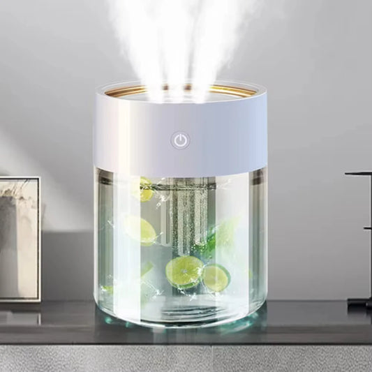 Humidificador de aire de 2L para el hogar, purificador de aire de niebla pesada con 3 boquillas